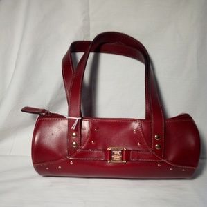Red round handbag
